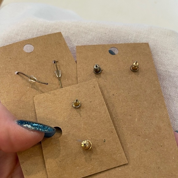 💐5/25 3 pair vintage boho retro earrings gold shell 1980s - Picture 6 of 8